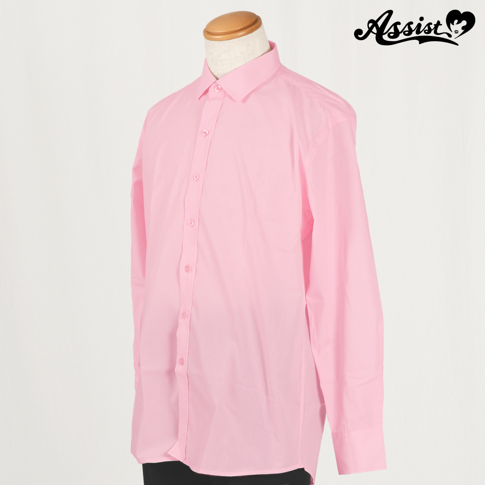 カラーシャツ　(男装仕様・長袖)　ライトピンク