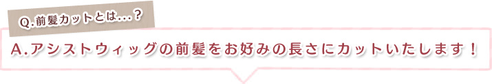 前髪カットとは?アシストウィッグの前髪をお好みの長さにカットいたします。