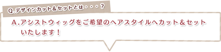 デザインカット&セットとは・・・?アシストウィッグをご希望のヘアスタイルへカット&セットいたします!