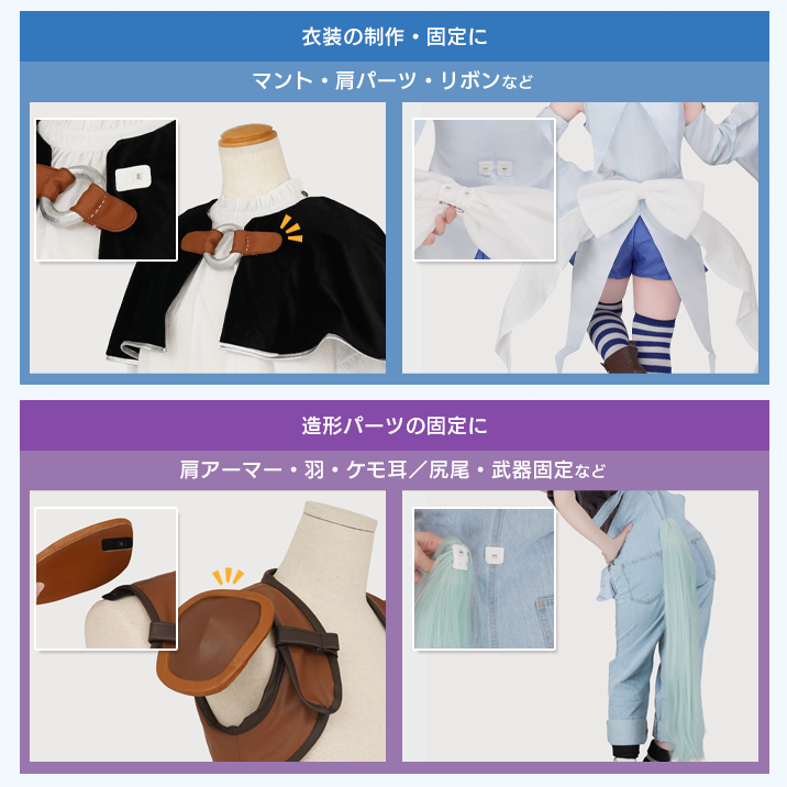 衣装の使用画像と造形パーツ固定の使用画像