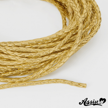 合皮紐 編込みタイプ 0.4cm×1M ゴールド