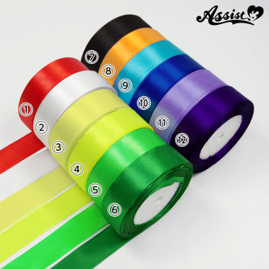 【在庫限り】リボン　片面サテンタイプ　2.5cm&times;22M(1巻)