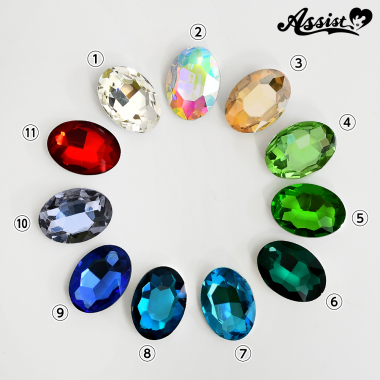 クリスタルパーツ　楕円型　3cm　1個　タイプD