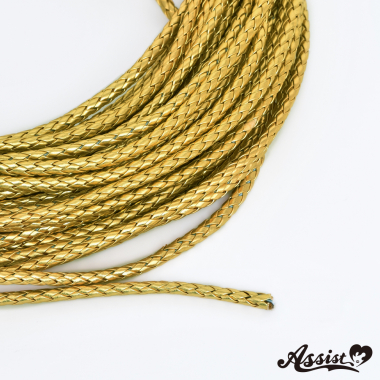 合皮紐 編込みタイプ 0.8cm×1M ゴールド