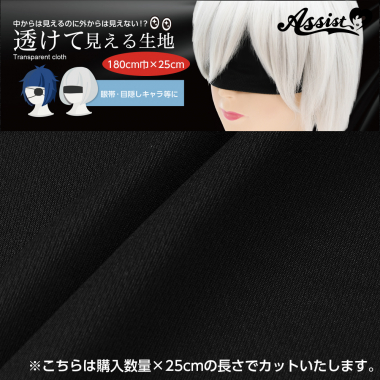 透けて見える生地 ブラック 180cm巾×25cm