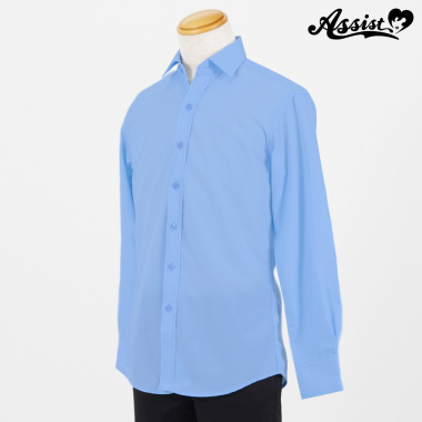 カラーシャツ (男装仕様・長袖) アクアブルー XL