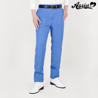 【ポージングしやすい】カラースラックス　オリエンタルブルー XL