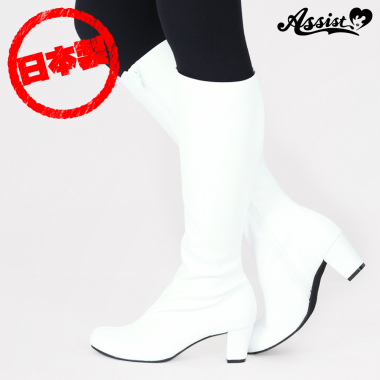 ストレッチロングブーツ　ローヒール5.5cm　ホワイト