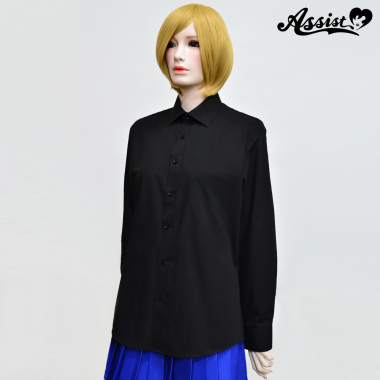 カラーシャツ (男装仕様・長袖) ブラック XL