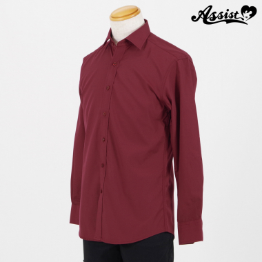 カラーシャツ (男装仕様・長袖) ワインレッド XL