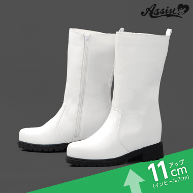 シークレットプレーンショートブーツ　タンク底ver.　ホワイト