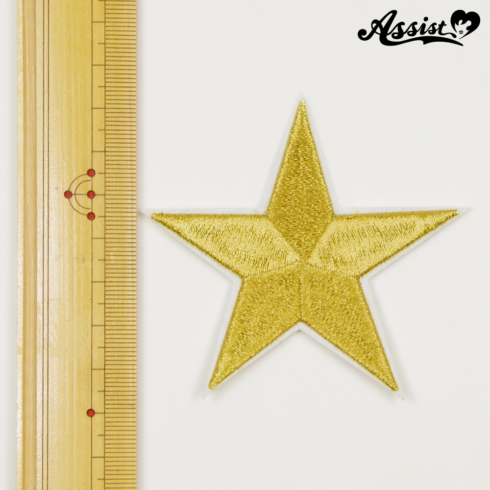 星刺繍　タイプB　1個　ゴールド　7.4cm