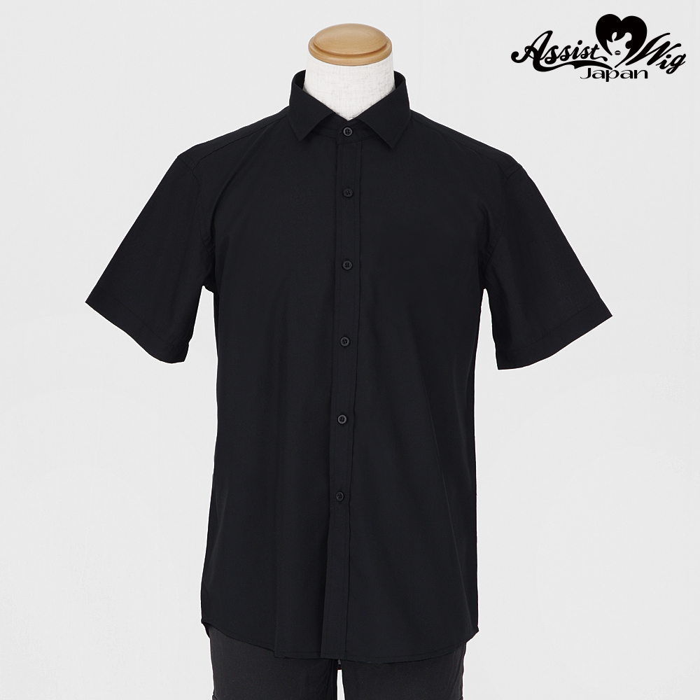 【通販限定ポイント10倍】カラーシャツ　(男装仕様・半袖)　ブラック