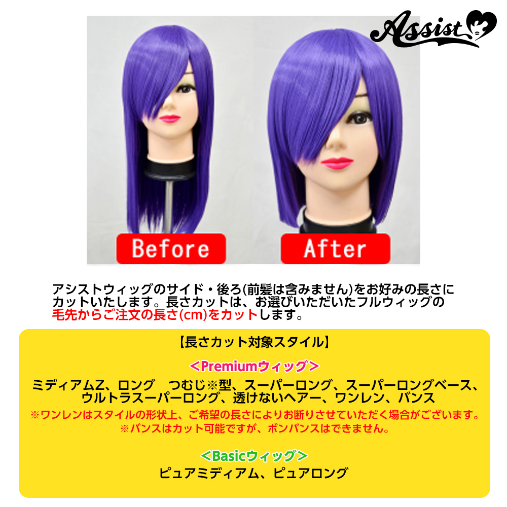 代金引換不可 長さカット ぱっつん 下から5cmカット コスプレウィッグ総合専門店 アシストウィッグ オンラインショップ