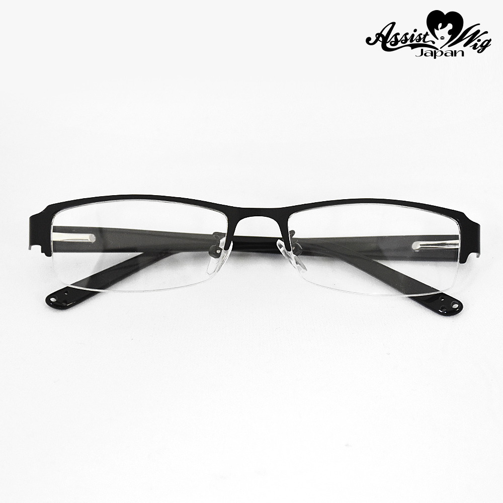 黒フレーム　眼鏡　ブルーライトカット　軽量　ハーフフレーム　メンズ