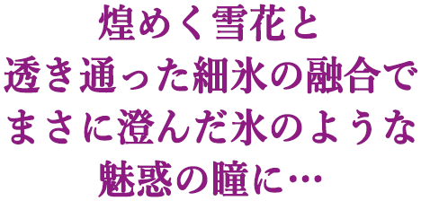 煌めく雪花と透き通った細氷の融合でまさに澄んだ氷ような魅惑の瞳に…